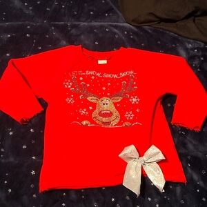 Xmas Long Sleeves Bejeweled Reindeer